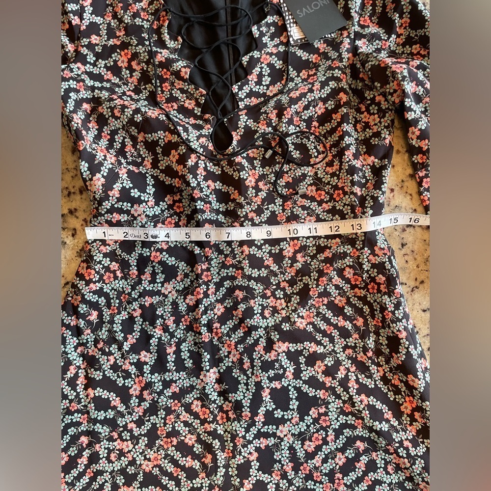 NWT women’s Saloni nural floral print mini dress retail $428 size M - Picture 8 of 10